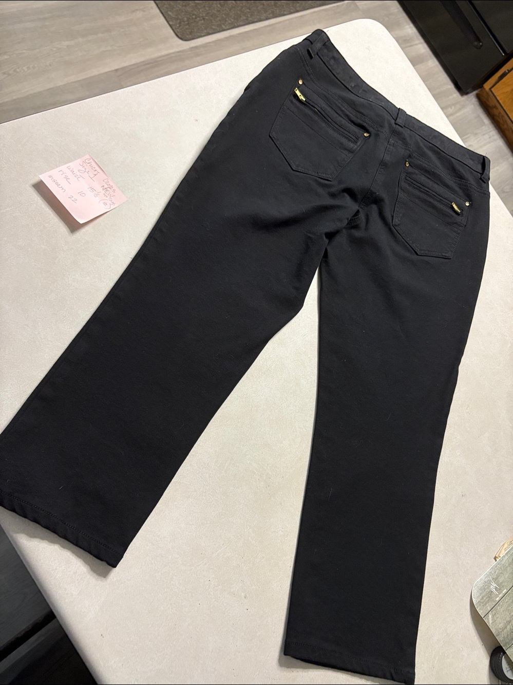 Chico's Black Cropped Jeans with Gold-Tone Zipper Details